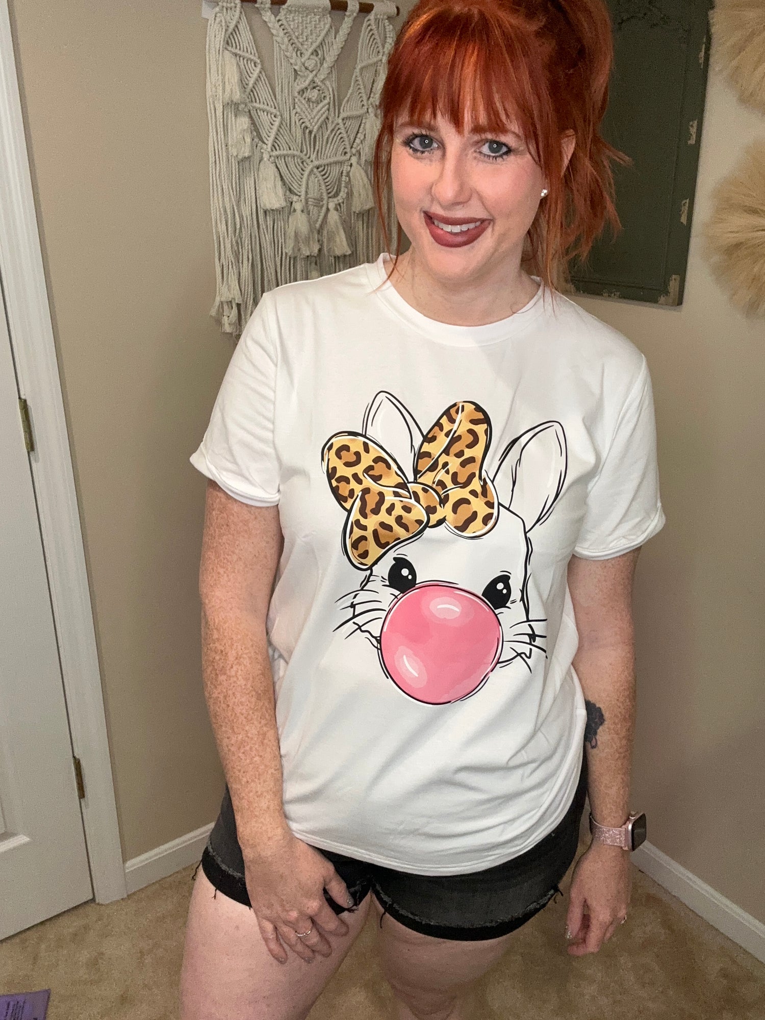 Leopard Bow Bunny Tee