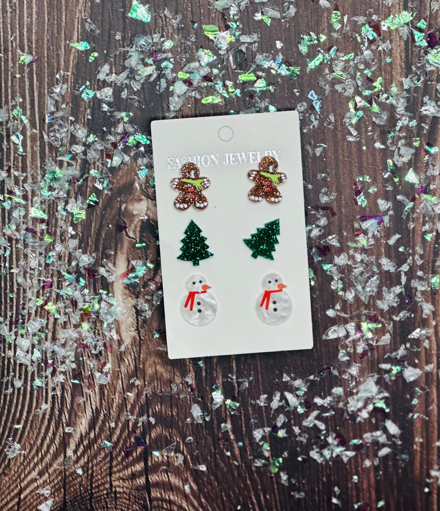 451. Gingerbread and Trees earrings