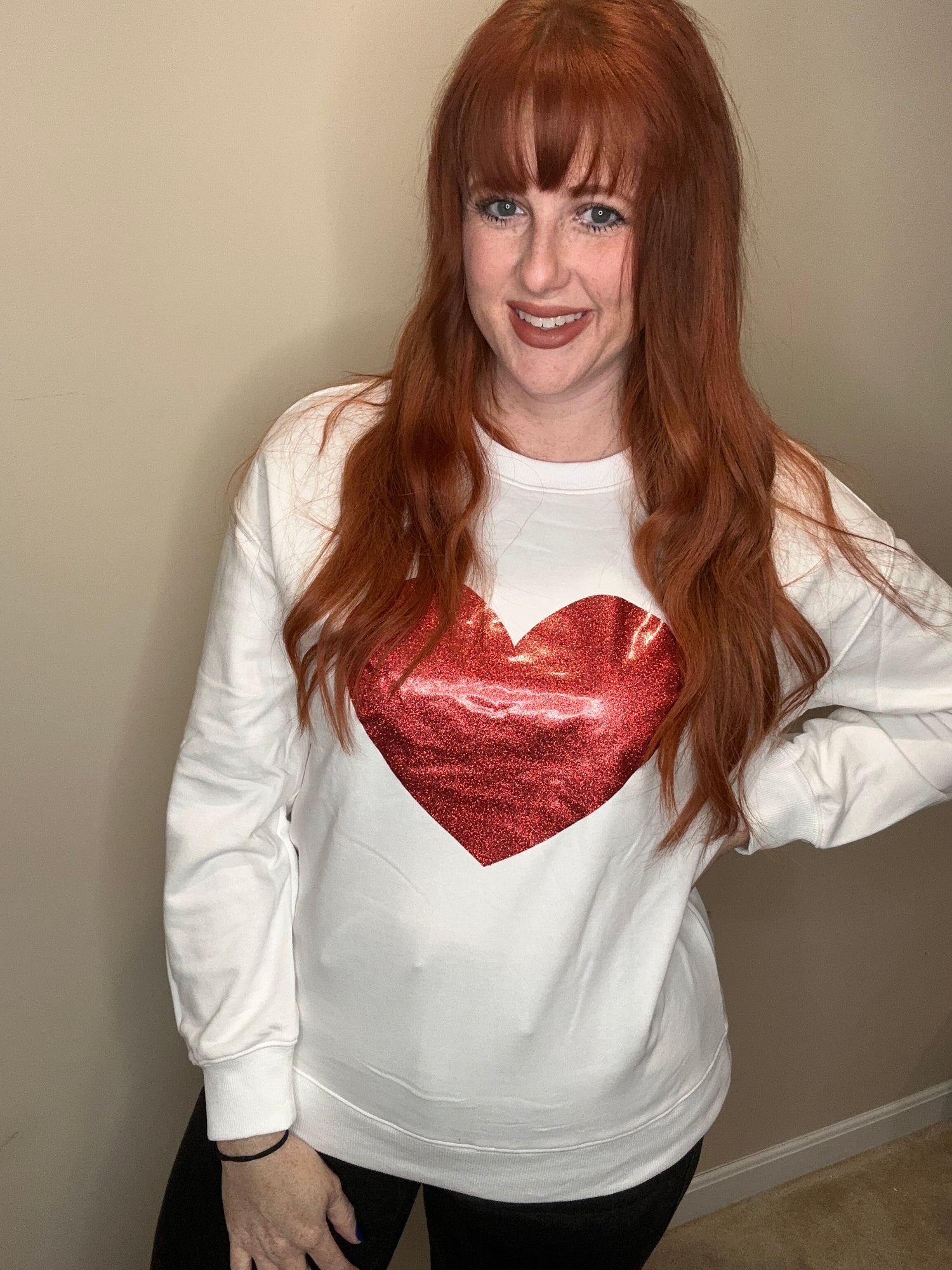 Glitter Heart Graphic Pullover