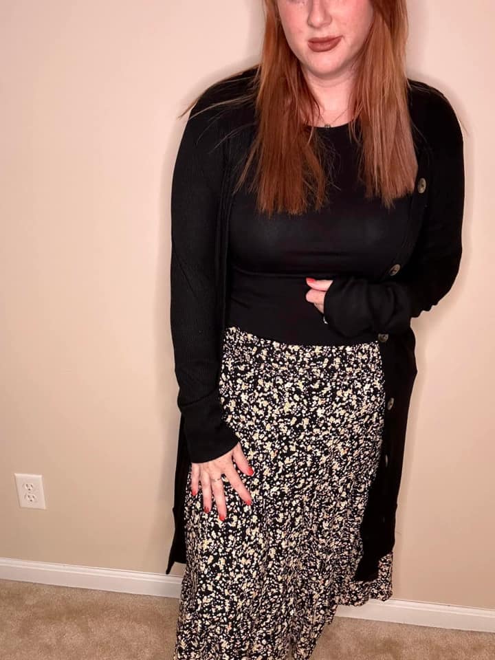 Black Floral Skirt