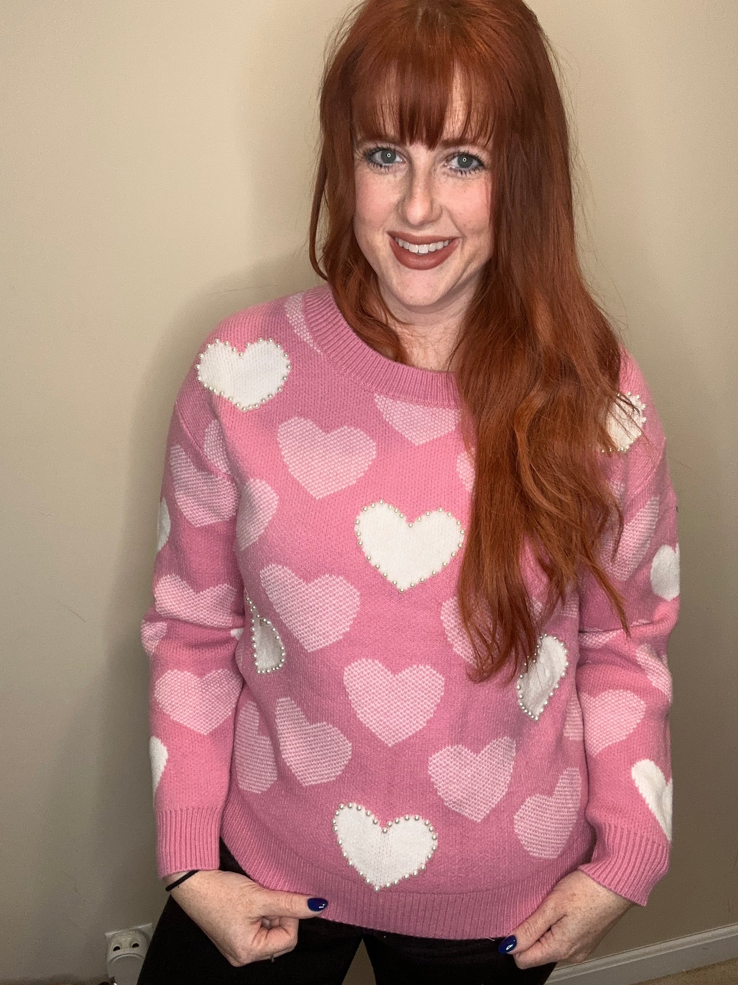 269. Pink Pearly Hearts Pullover
