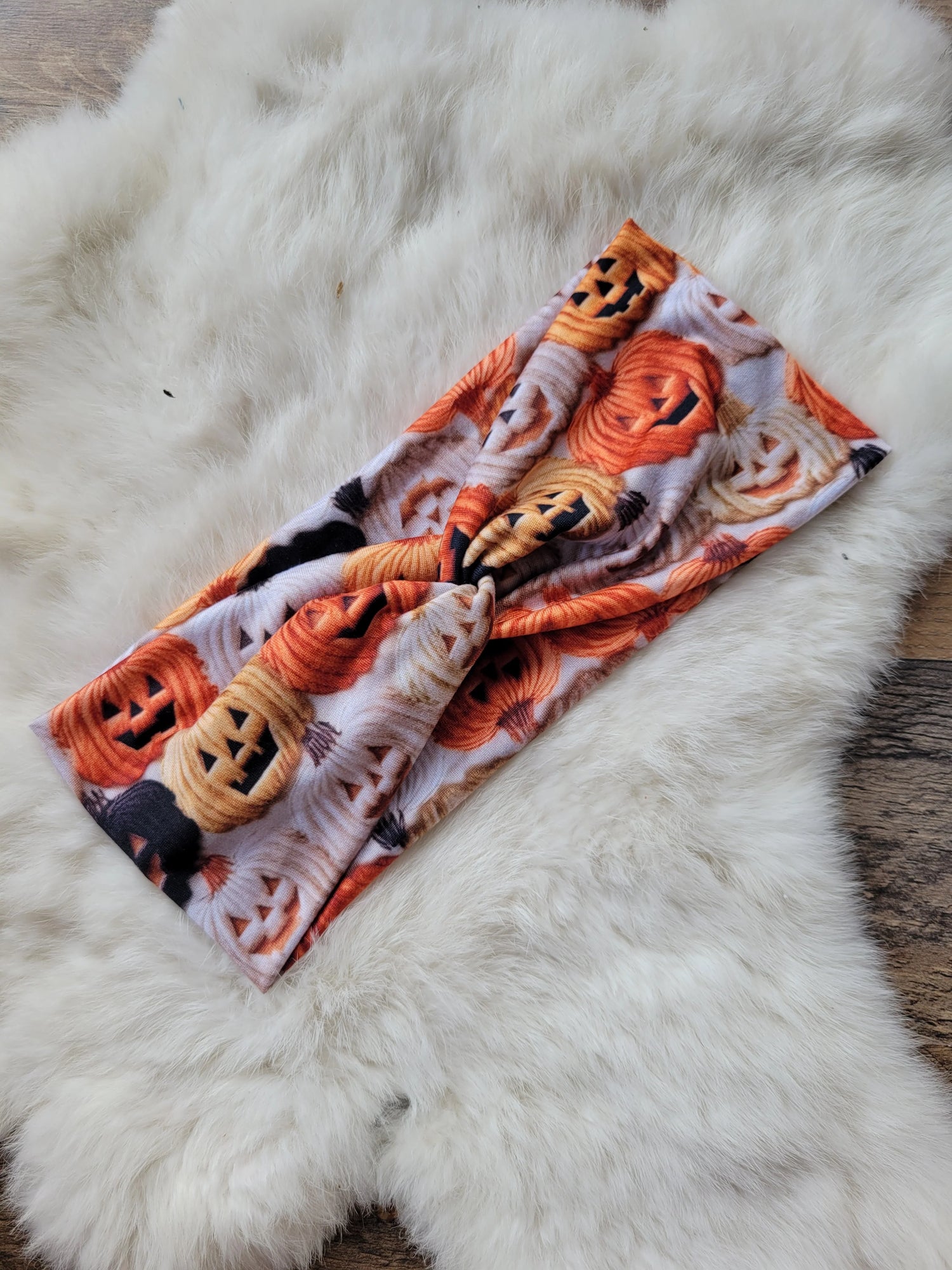 Faux Embroidered Pumpkin Headband