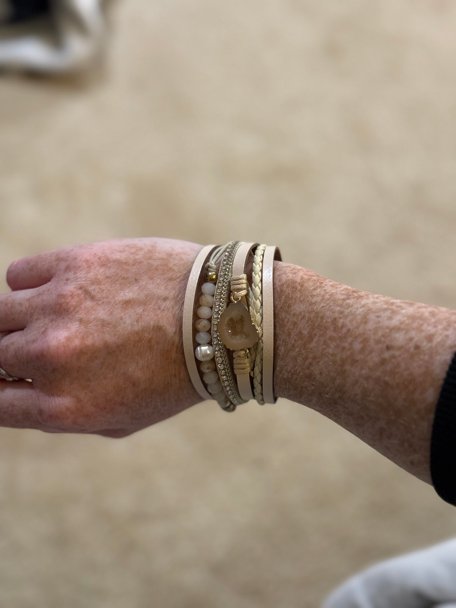 Tan Boho Chic Multi-Layer Bracelet