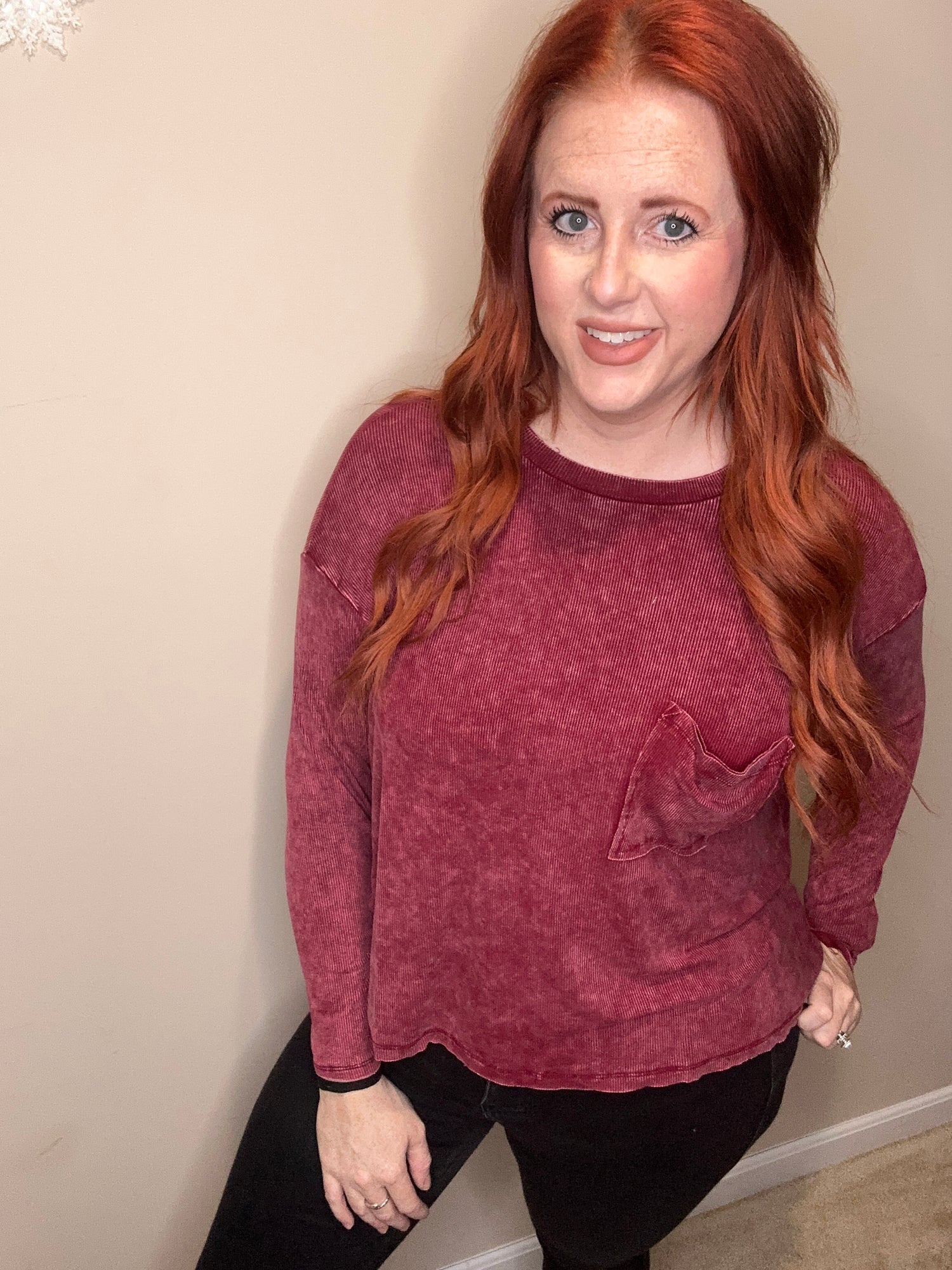 Wine Long Sleeve Top