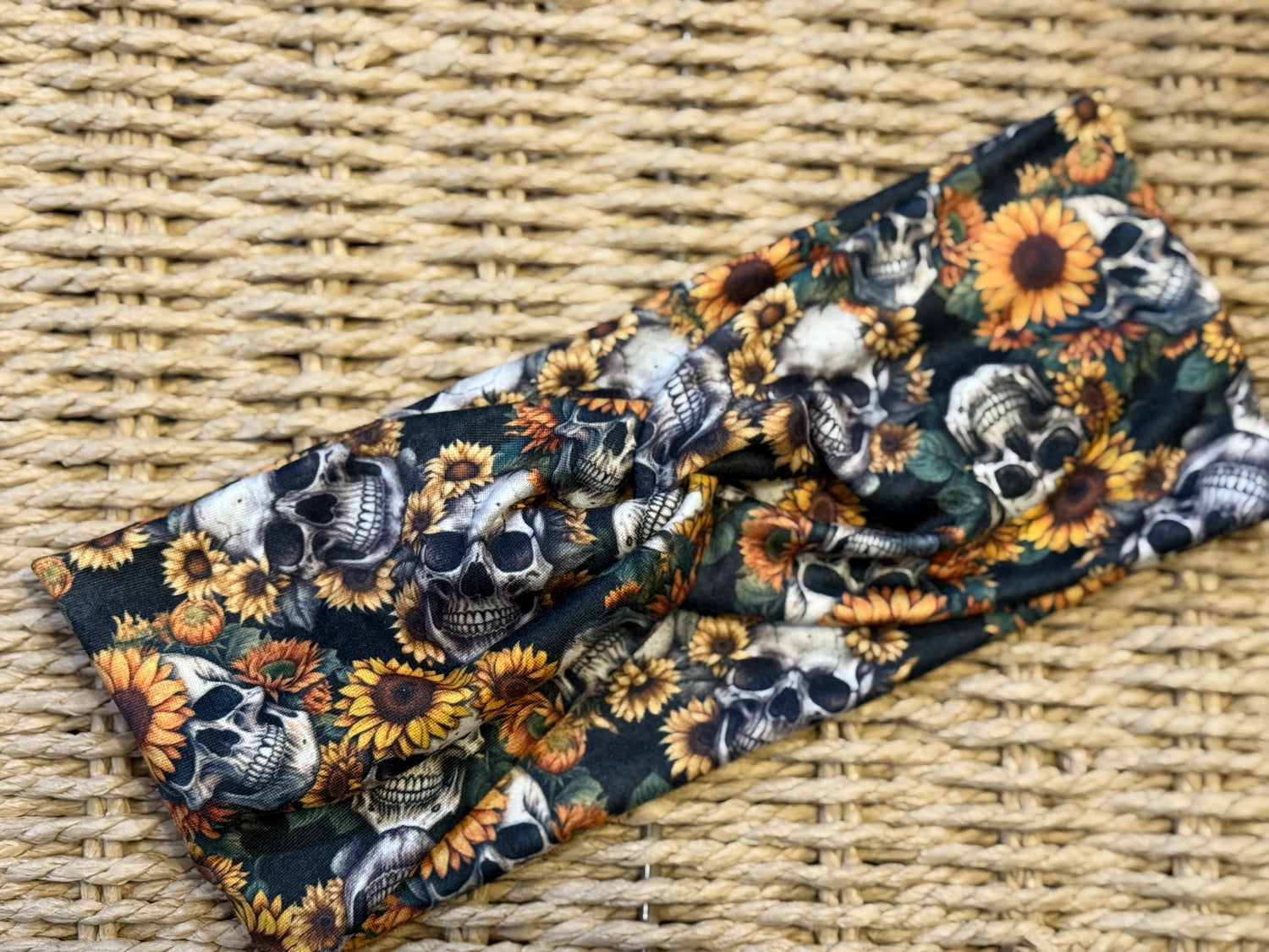 Sunflowers and Skulls Headband