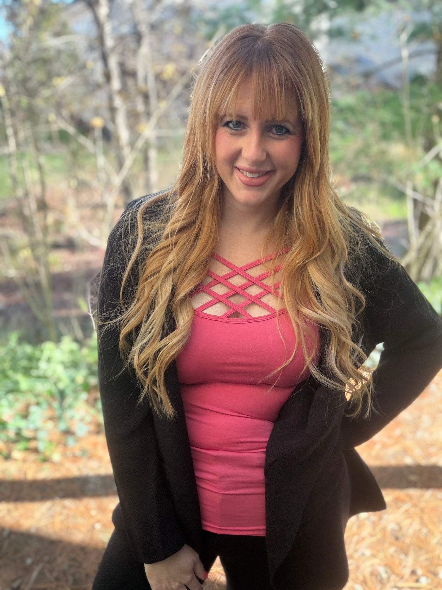 Criss Cross Tank-Pink