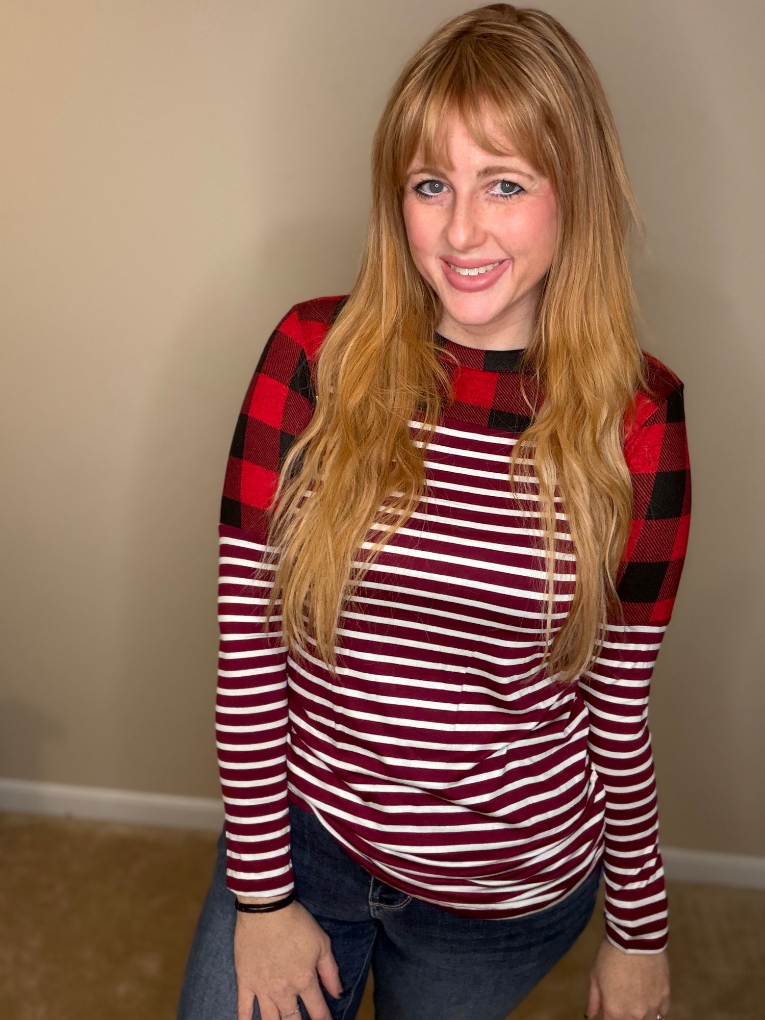 Crimson Cozy Contrast Top