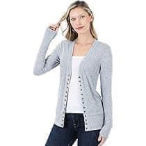 Grey Snap Cardigan