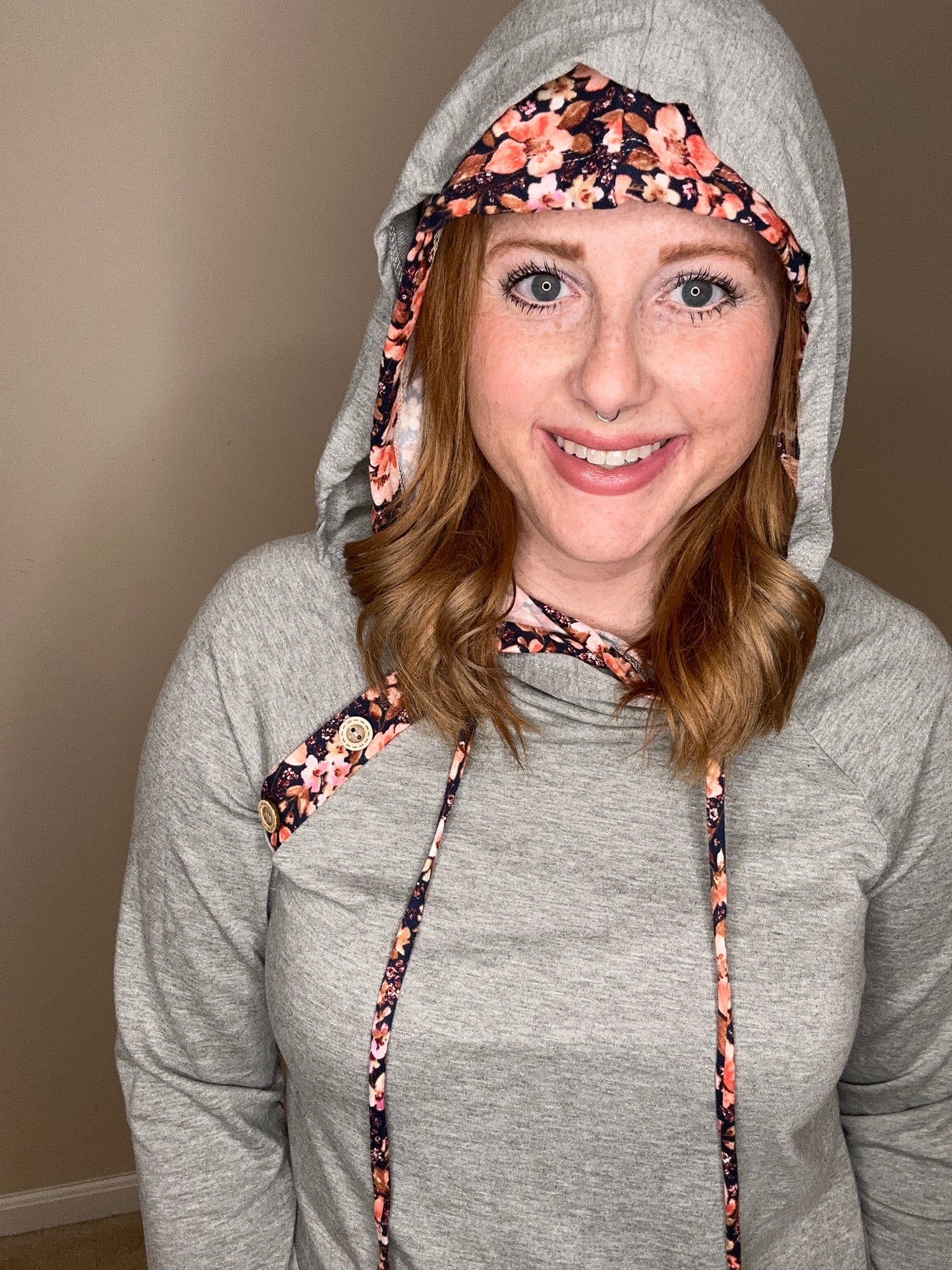 Floral Double Pocket Hoodie