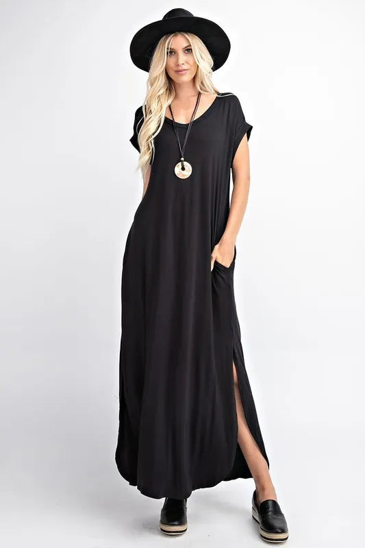 1. Maxi T-Shirt Dress - Black