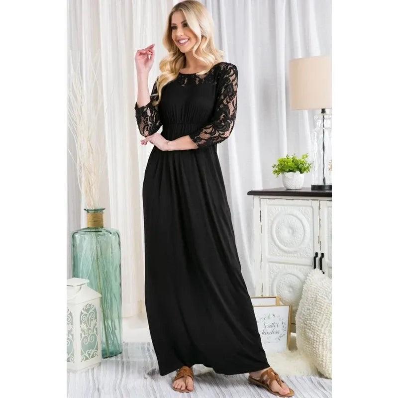 Black Lace Maxi Dress